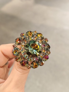 中古Vintage莱茵石胸针吊坠两用款