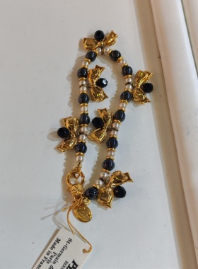 法国中古品牌打标串珠蝴蝶结手链