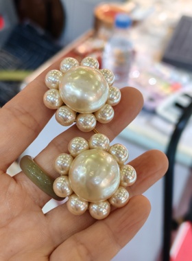 法产中古品牌打标珍珠耳夹