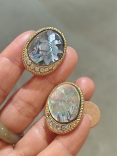 中古Vintage螺钿耳夹