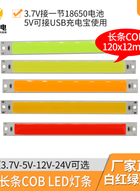 12v cob光源3.7v灯板电池usb细长条5v充电宝24v机器设备3w灯条120