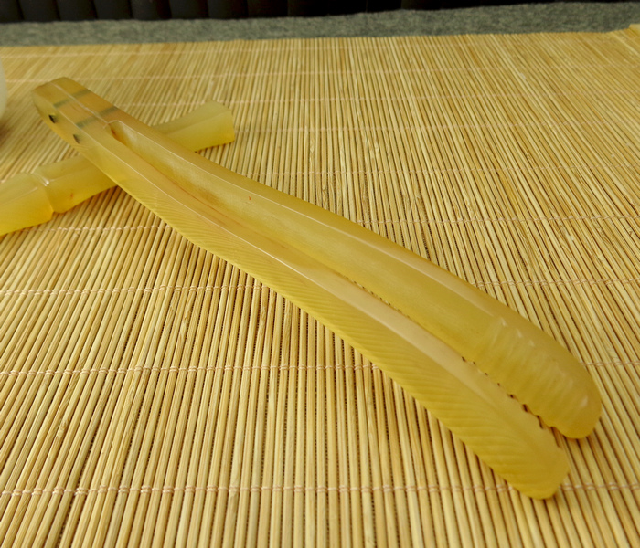 A85原创天然白牦牛角加厚茶夹艺术品环保卫生茶茶道配件茶杯夹子