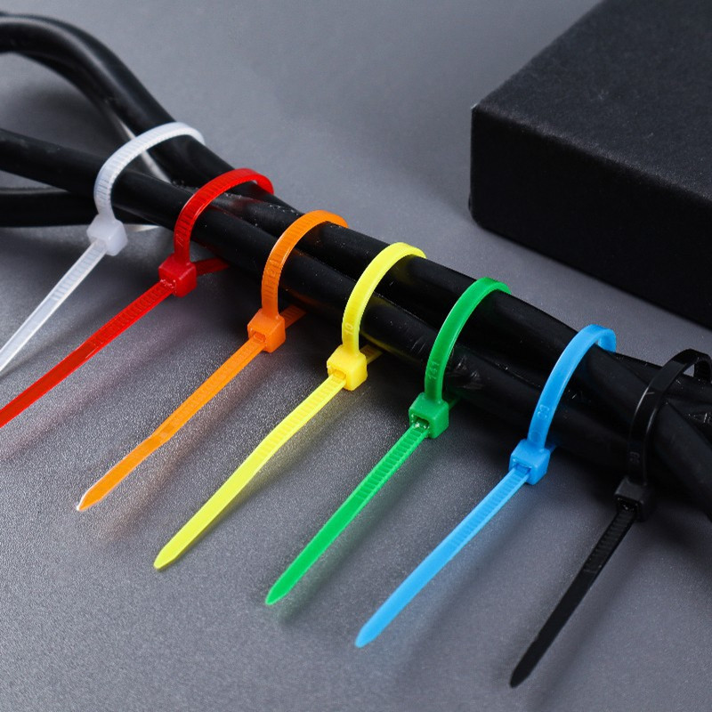 彩色扎带600根 线缆分类10厘米束线带红黄蓝绿自锁式吊牌捆扎绑带