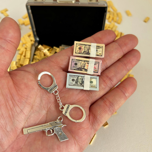 迷你铝合金手提箱钞票金条玩具