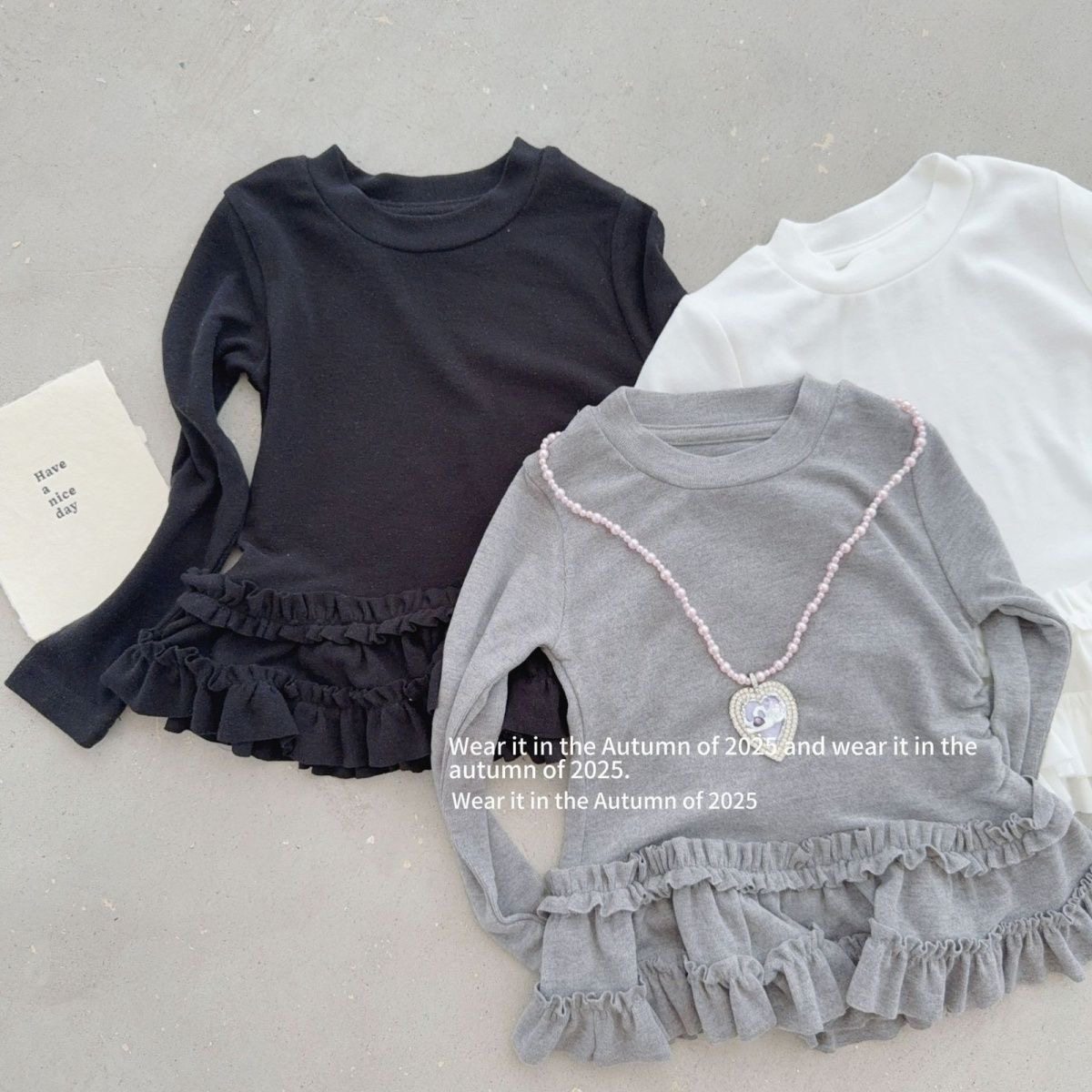 亲子女童纯棉花边长袖T恤2025新款韩版宝宝洋气打底衫荷叶边上衣,童装/婴儿装/亲子装,T恤,淘宝优惠券,粉丝福利购,淘宝优惠卷