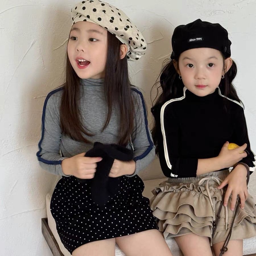 亲子装母女儿童莫代尔棉打底衫2025新款韩版洋气女童高领长袖T恤