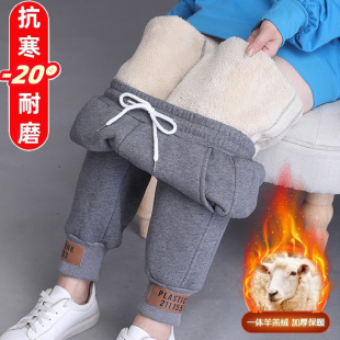 冬季羊羔绒运动裤女加绒加厚秋冬裤子宽松休闲卫裤女外穿女裤棉裤