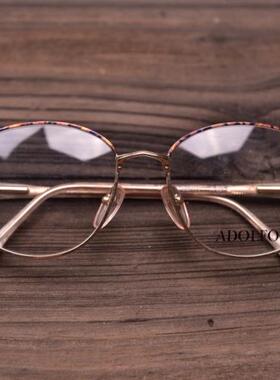 adolfo 包邮复古vintage古董平光面金属框架眼镜男女hayj704