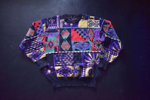 日本产美式 复古雪柄cowichan波普拼色印第安navajo羊毛衣bbxb679