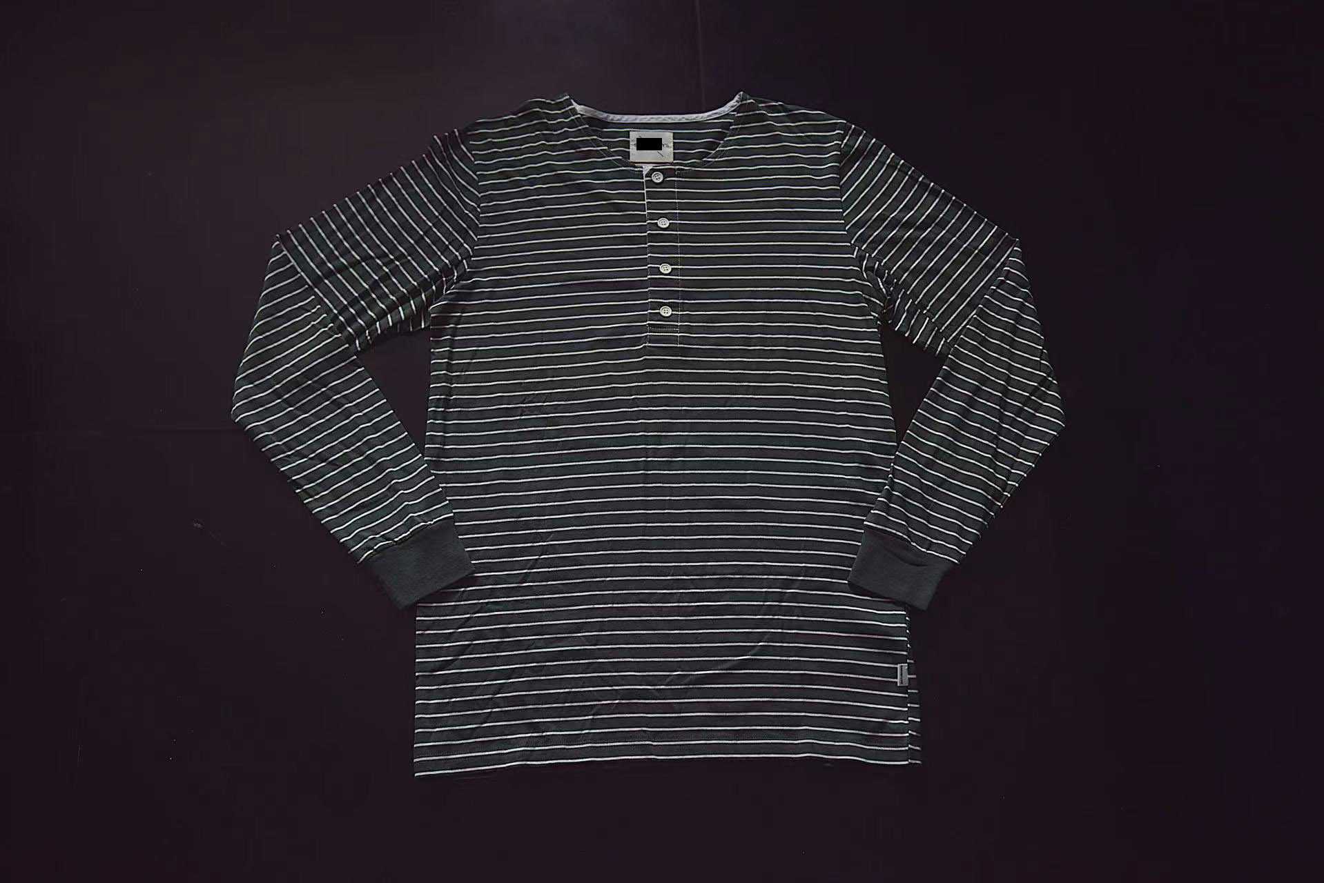 包邮早期美国礼拜六美式复古条纹长袖亨利领t恤jac1086