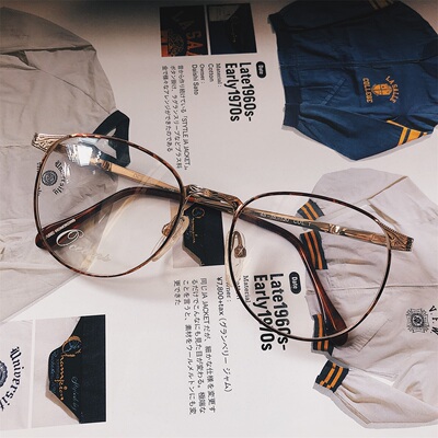 oceans包邮美式复古文艺学院ivy古董平光面金属框架眼镜iaspyj639