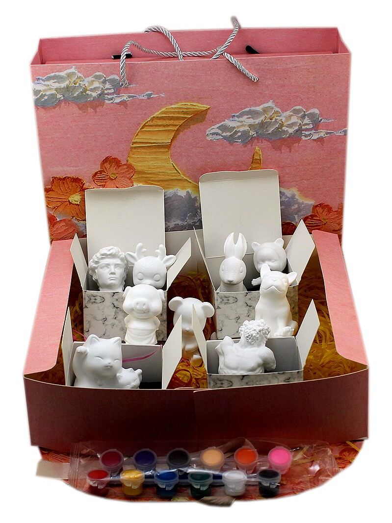 香薰石膏娃娃工艺品桌面摆件礼品套装人物小动物卡通摆件家居装饰