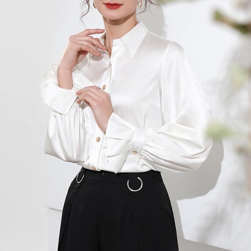 拓美2026春季女装新款高端真丝轻熟衬衫桑蚕丝欧美风百搭长袖上衣