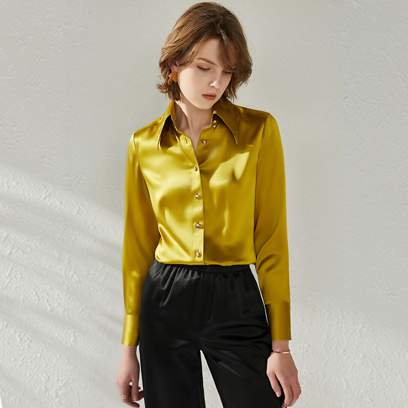 拓美2025秋季新款重磅真丝经典大尖领衬衫30姆米桑蚕丝气质衬衫女