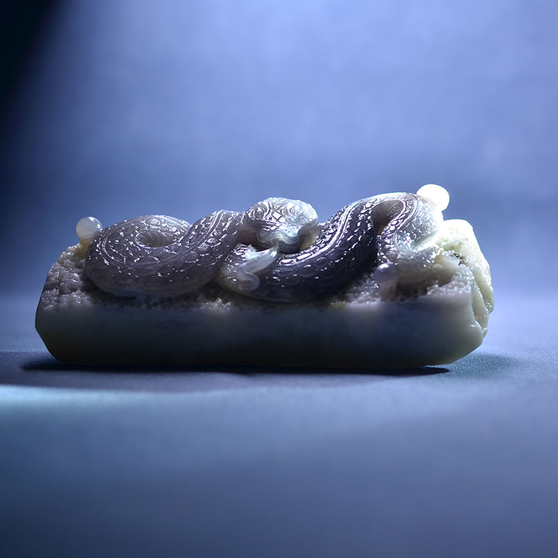 特色料烟紫玉蛇文房雅玩镇纸笔搁