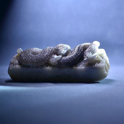 特色料烟紫玉蛇文房雅玩镇纸笔搁