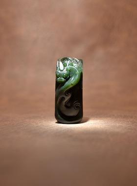 长46碧玉籽料螭龙手牌手串配饰