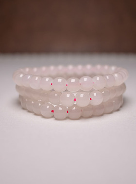 卡7*8和田玉藕粉老型珠单圈手串