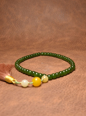 6*7碧玉籽料老型珠淑女手持手串