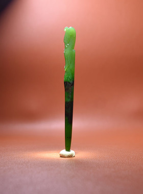 碧玉菠菜绿凤凰发簪古装汉服头饰