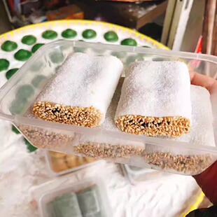 嵊州糯米年糕条烂肚肠年糕麻糍糯米豆沙馅5根1盒19元西桥米果顺丰