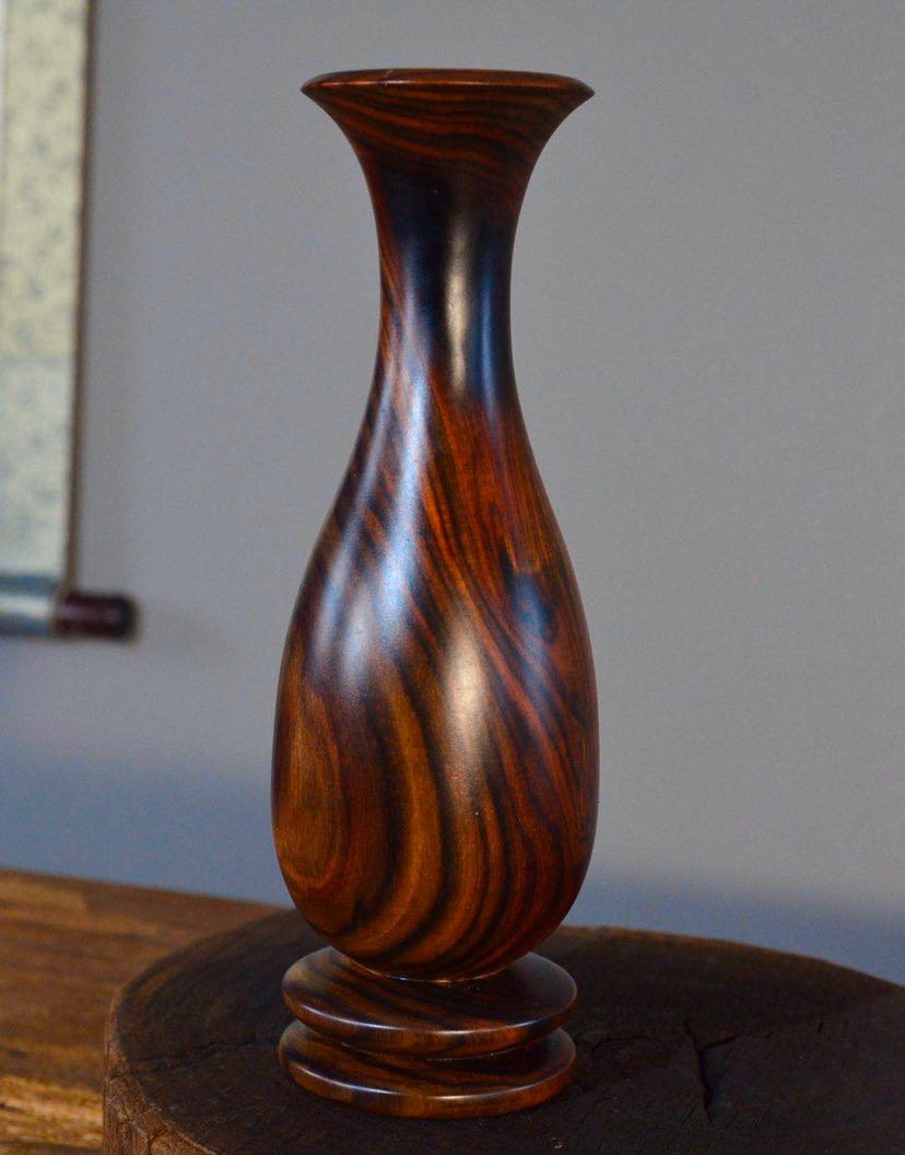 大红酸枝木花瓶红木古典花瓶交趾黄檀木雕刻花瓶素面实木花瓶