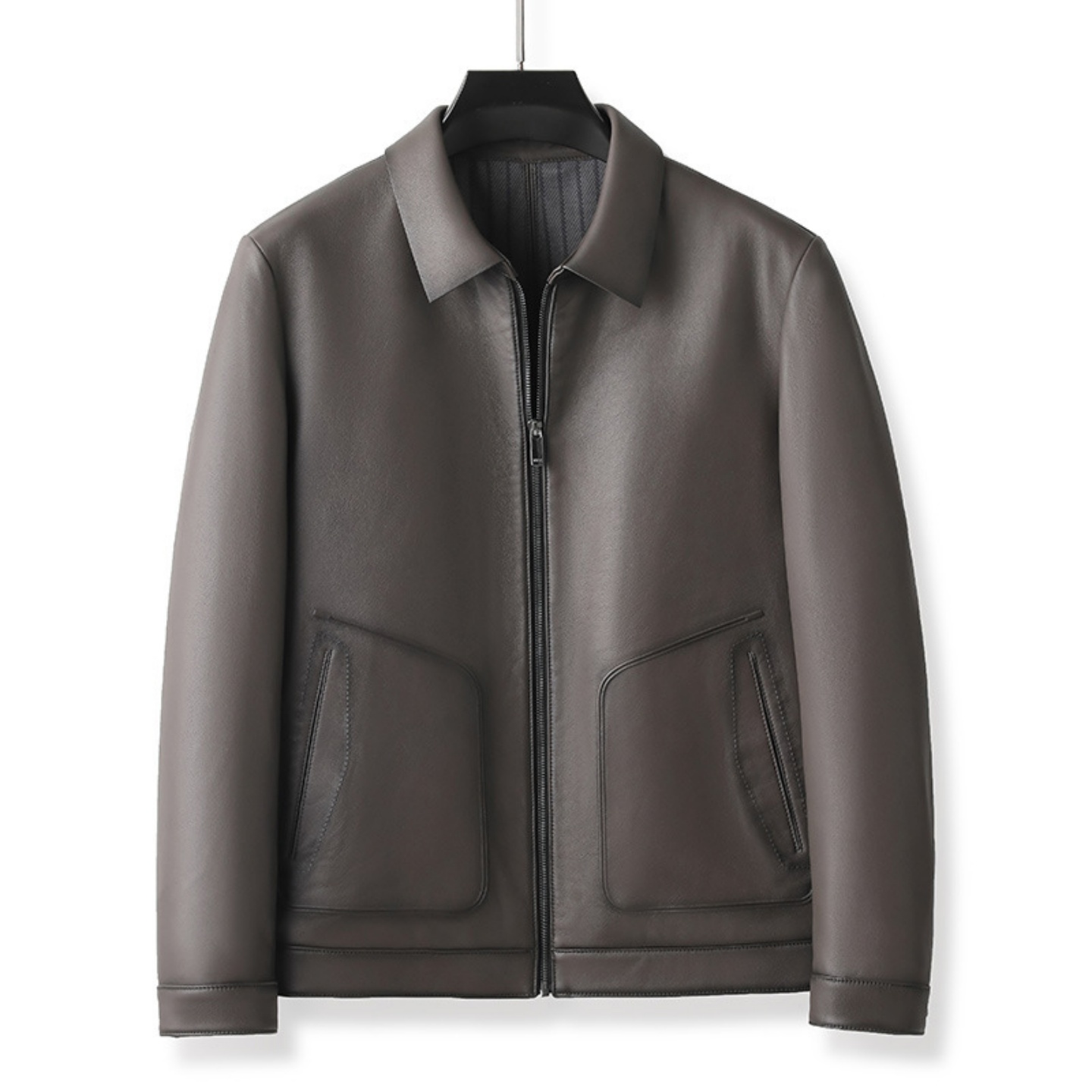 真皮皮衣男士商务休闲皮夹克