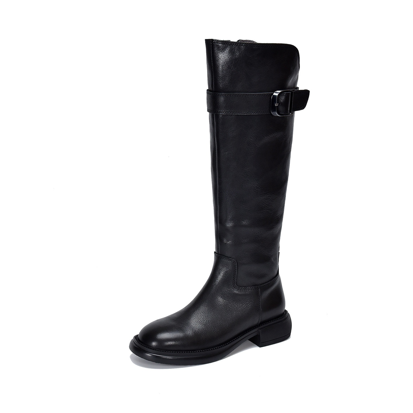 高品质里外全皮舒适中跟长筒靴女