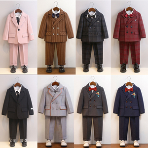 儿童礼服男童西装套装秋冬英伦风男宝周岁婚礼加绒西服花童演出服