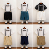 套装 男童西装 背带裤 主持人六一幼儿园短袖 礼服花童儿童演出服 夏季