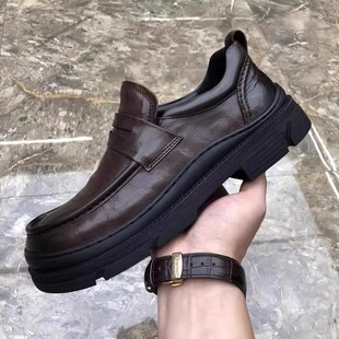 真皮乐福鞋男款2025新款英伦风一脚蹬豆豆鞋高端牛皮商务休闲皮鞋