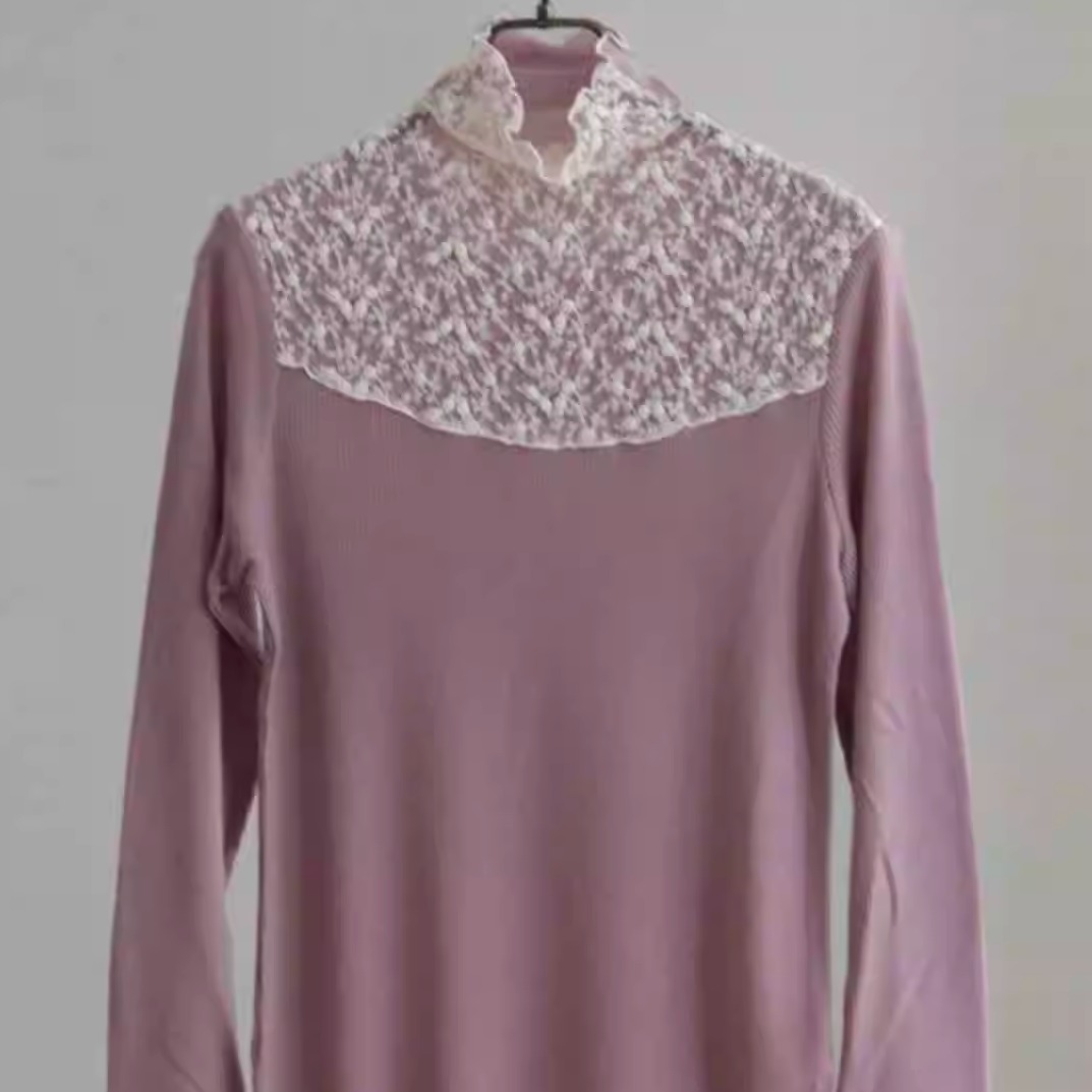 现货 不退不换 日本REI羊毛蕾丝罗纹针织衫