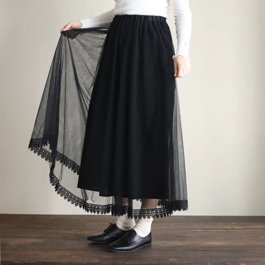 日本REI双层蕾丝薄纱半裙