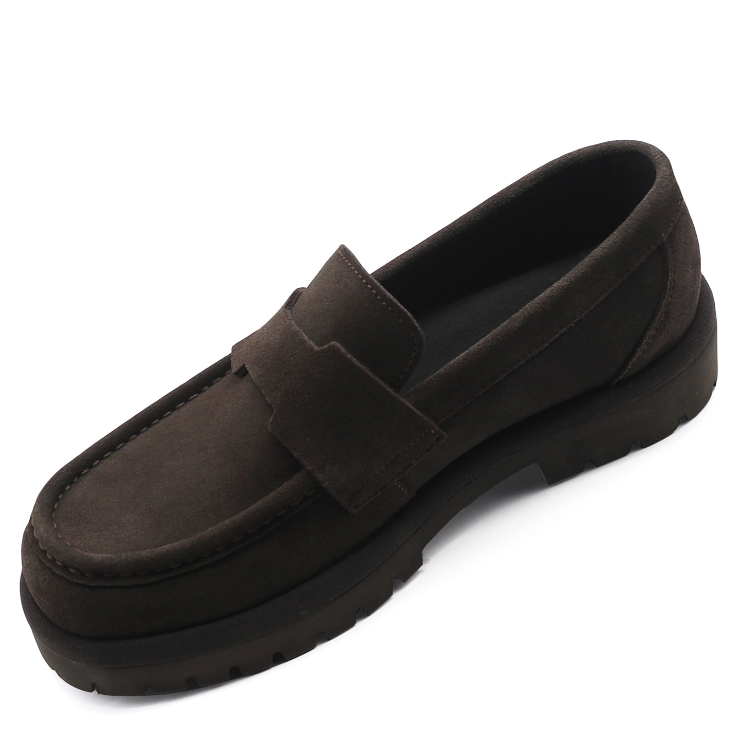 磨砂厚底增高男士真皮豆豆鞋一脚蹬乐福鞋男增高磨砂开车休闲皮鞋