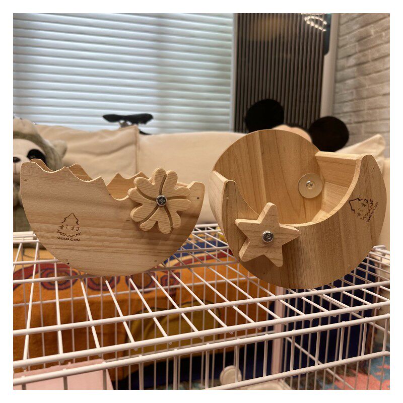 星月龙猫木屋实木松鼠豚鼠实木房子小宠窝蛋壳窝 四季可用全竹钉