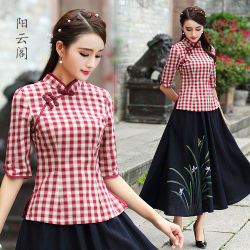 旗袍旗袍上衣复古学院风唐装