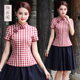 短袖 修身 短款 民国风复古女装 唐装 上衣女夏季 改良时尚 棉麻旗袍套装
