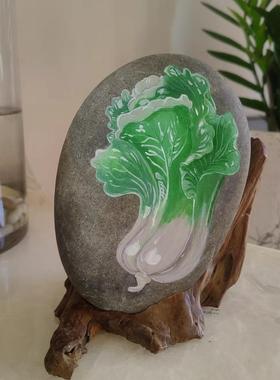 手绘石画装饰手绘石画摆件