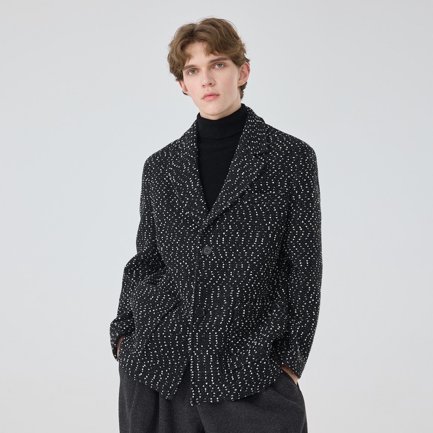 秋冬短款毛呢西装男士宽松复古羊毛休闲小香风粗花呢西服外套潮,男装,西服,淘宝优惠券,粉丝福利购,淘宝优惠卷