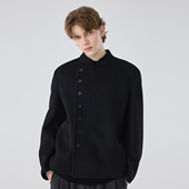 冬季 立领双面羊毛骆驼绒大衣外套休闲纯手工百搭上衣男 新款 男士