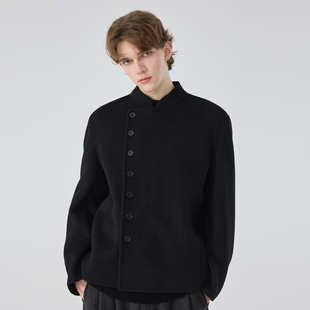 立领双面羊毛骆驼绒大衣外套休闲纯手工百搭上衣男 男士 冬季 新款