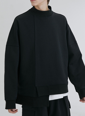 原创美式复古小众设计拼接立体裁剪卫衣男女炸街痞帅宽松春夏潮流