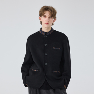 秋冬新款男士立领双面羊毛骆驼绒大衣外套宽松休闲百搭呢子上衣男