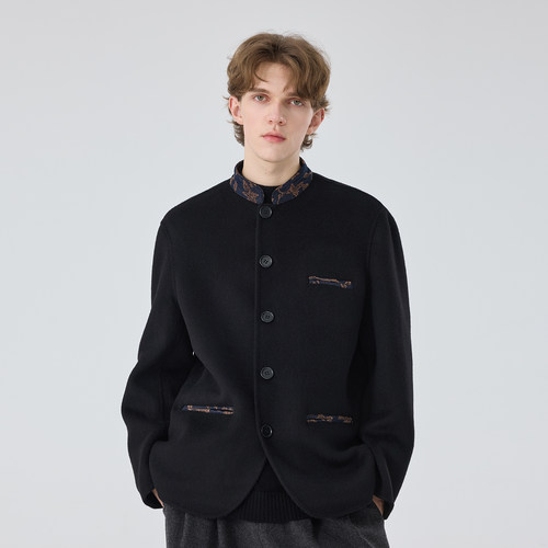 原创设计男士休闲简约短款羊绒