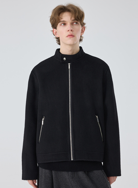 秋冬男士立领双面羊毛骆驼绒大衣外套宽松休闲百搭拉链上衣男潮