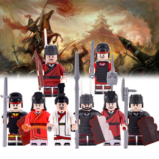 益智玩具漢代人仔 古代士兵夢想三國小俠漢朝劉邦項羽積木軍團拼裝