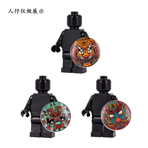 古代青龙白虎朱雀玄武盾牌积木