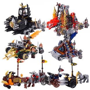 中古世界战场三国小侠罗马士兵人仔井栏车攻城车弩炮云梯积木MOC