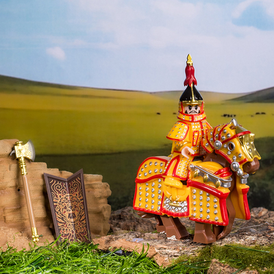 清朝积木中国古代满洲八旗兵人仔