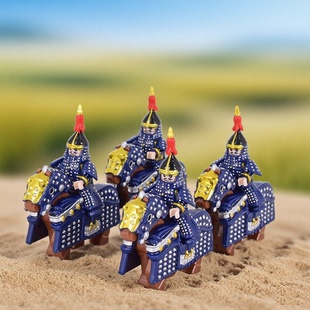 中古八旗人仔装盔甲正白旗士兵第三方小人仔坐骑马中国积木玩具